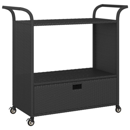 vidaXL Barwagen mit Schublade Schwarz 100x45x97 cm Poly Rattan  