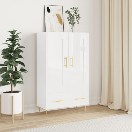 vidaXL Highboard Hochglanz-Weiß 69,5x31x115 cm Holzwerkstoff