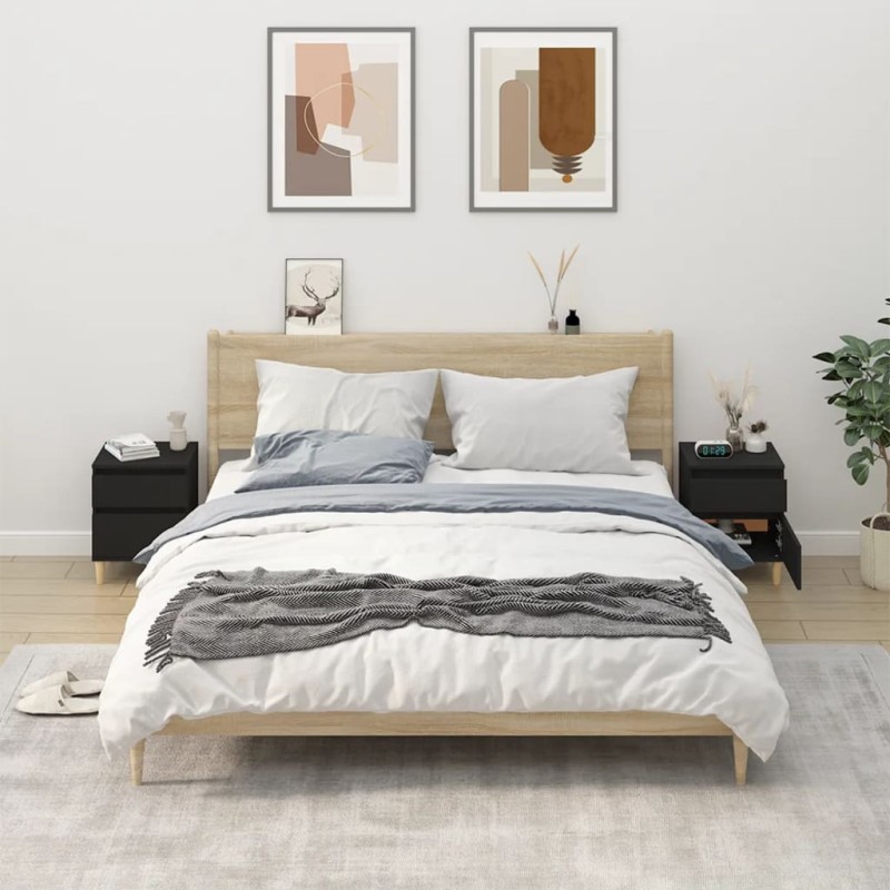 vidaXL Nachttische 2 Stk. Schwarz 40x35x50 cm vidaXL Nachttische 2 Stk. Schwarz 40x35x50 cm