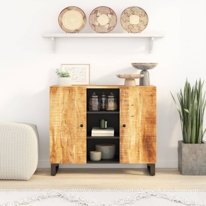 vidaXL Sideboard mit 2 Türen 90x33x75 cm Massivholz Mango vidaXL Sideboard mit 2 Türen 90x33x75 cm Massivholz Mango