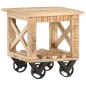 vidaXL Beistelltisch mit Rädern 40x40x42 cm Raues Mangoholz 