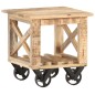 vidaXL Beistelltisch mit Rädern 40x40x42 cm Raues Mangoholz 