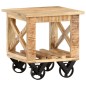 vidaXL Beistelltisch mit Rädern 40x40x42 cm Raues Mangoholz 