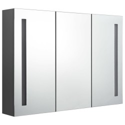 vidaXL LED-Spiegelschrank fürs Bad 89x14x62 cm Grau