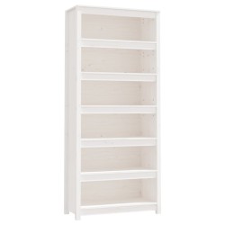 vidaXL Bücherregal Weiß 80x35x183 cm Massivholz Kiefer