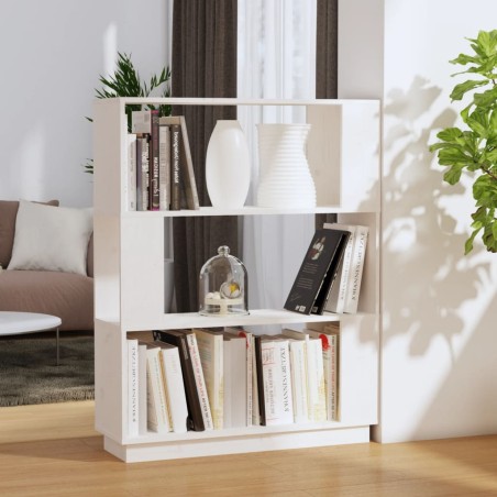 vidaXL Bücherregal/Raumteiler Weiß 80x25x101 cm Massivholz Kiefer