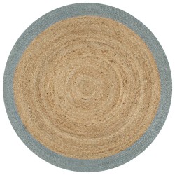 vidaXL Teppich Handgefertigt Jute mit Olivgrünem Rand 150 cm