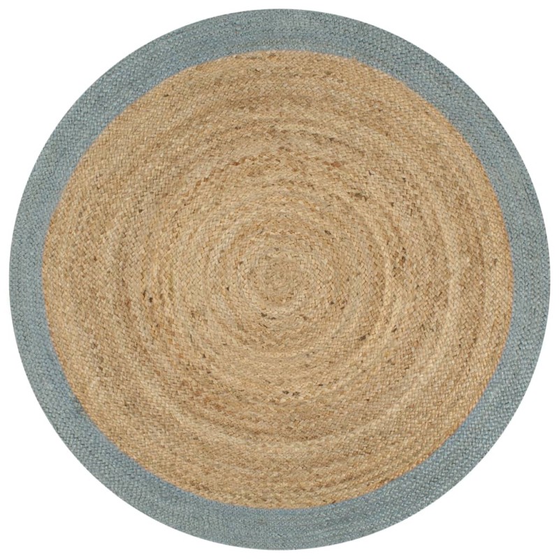 vidaXL Teppich Handgefertigt Jute mit Olivgrünem Rand 150 cm vidaXL Teppich Handgefertigt Jute mit Olivgrünem Rand 150 cm