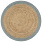 vidaXL Teppich Handgefertigt Jute mit Olivgrünem Rand 150 cm vidaXL Teppich Handgefertigt Jute mit Olivgrünem Rand 150 cm
