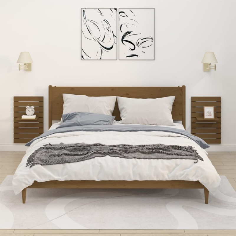 vidaXL Wand-Nachttische 2 Stk. Honigbraun Massivholz Kiefer vidaXL Wand-Nachttische 2 Stk. Honigbraun Massivholz Kiefer