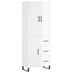 Highboard Hochglanz-Weiß 69,5x34x180 cm Holzwerkstoff