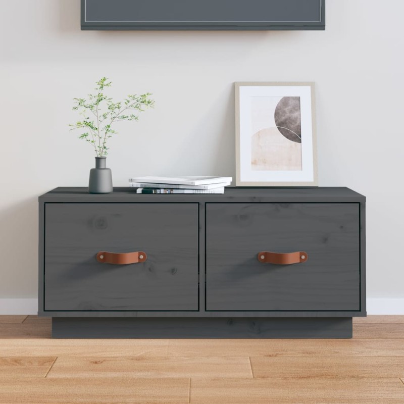vidaXL TV-Schrank Grau 80x34x35 cm Massivholz Kiefer vidaXL TV-Schrank Grau 80x34x35 cm Massivholz Kiefer