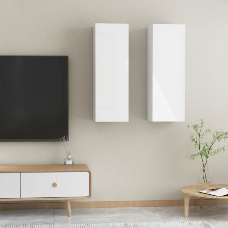 vidaXL TV-Schränke 2 Stk. Hochglanz Weiß 30,5x30x90 cm Holzwerkstoff