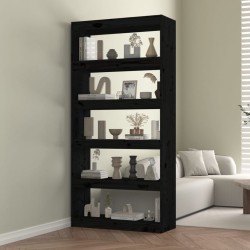 vidaXL Bücherregal/Raumteiler Schwarz 80x30x167,4 cm Massivholz Kiefer