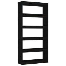 vidaXL Bücherregal/Raumteiler Schwarz 80x30x167,4 cm Massivholz Kiefer