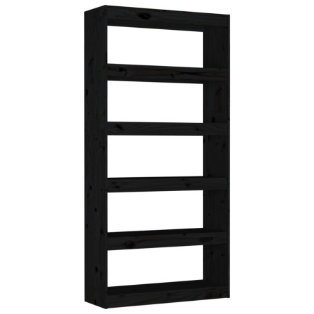 vidaXL Bücherregal/Raumteiler Schwarz 80x30x167,4 cm Massivholz Kiefer