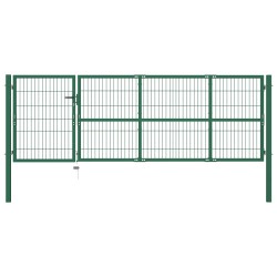 vidaXL Gartentor mit Pfosten 350 x 100 cm Stahl Grün