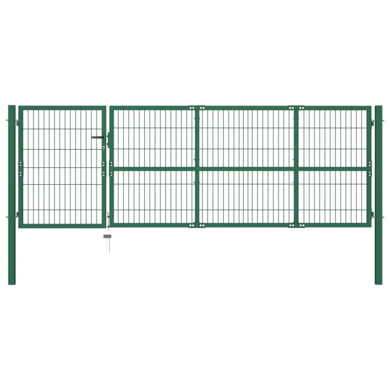 vidaXL Gartentor mit Pfosten 350 x 100 cm Stahl Grün vidaXL Gartentor mit Pfosten 350 x 100 cm Stahl Grün