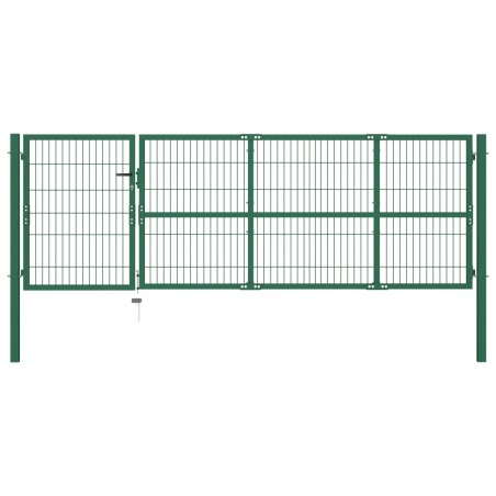 vidaXL Gartentor mit Pfosten 350 x 100 cm Stahl Grün