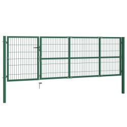 vidaXL Gartentor mit Pfosten 350 x 100 cm Stahl Grün