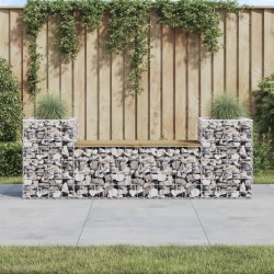vidaXL Gartenbank aus Gabionen 183x41x60,5 cm Kiefernholz Imprägniert