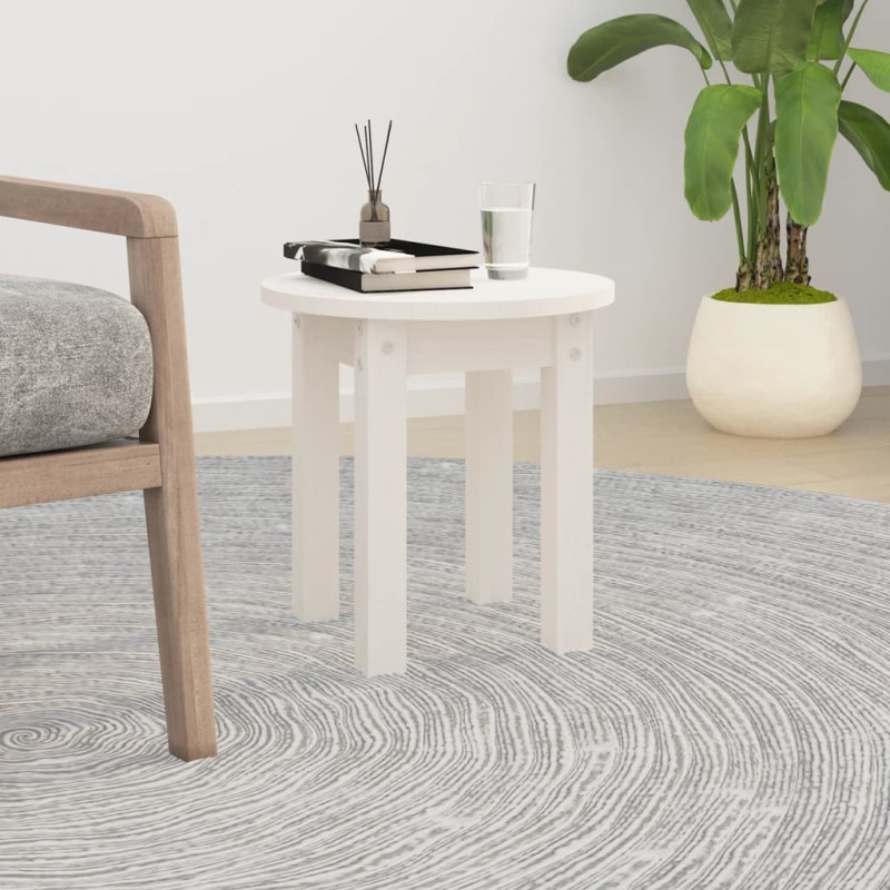 vidaXL Couchtisch Weiß Ø 35x35 cm Massivholz Kiefer vidaXL Couchtisch Weiß Ø 35x35 cm Massivholz Kiefer