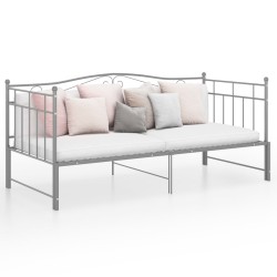 vidaXL Ausziehsofa Bettgestell Grau Metall 90x200 cm