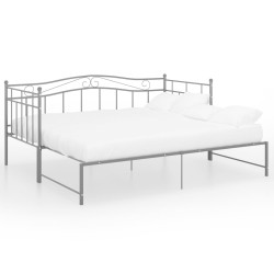 vidaXL Ausziehsofa Bettgestell Grau Metall 90x200 cm