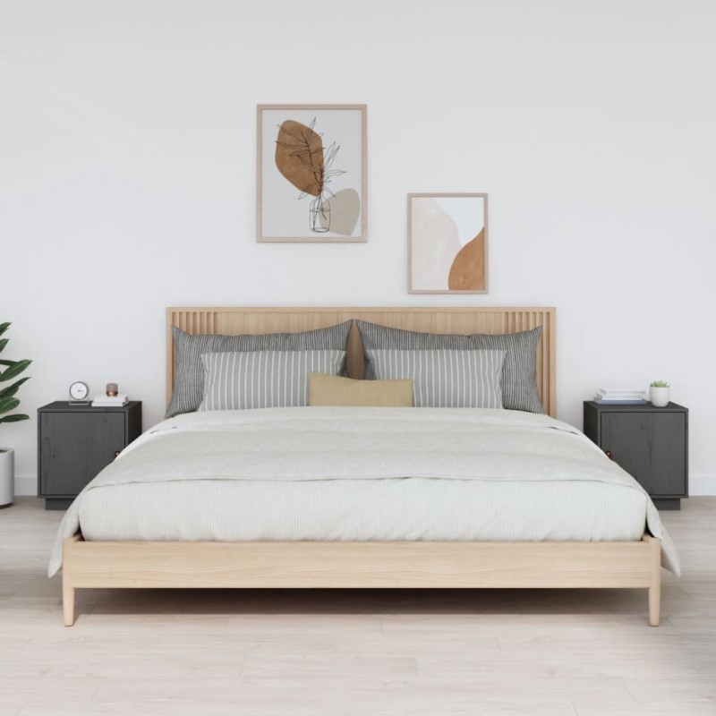 vidaXL Nachttische 2 Stk. Grau 40x34x45 cm Massivholz Kiefer vidaXL Nachttische 2 Stk. Grau 40x34x45 cm Massivholz Kiefer