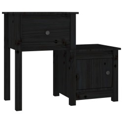vidaXL Nachttisch Schwarz 79,5x38x65,5 cm Massivholz Kiefer