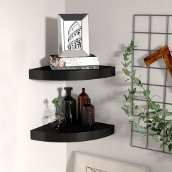 vidaXL Eck-Schweberegale 2 Stk. Schwarz 25x25x3,8 cm MDF