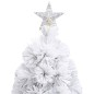 vidaXL Künstlicher Weihnachtsbaum mit LED Weiß 180 cm Glasfaser vidaXL Künstlicher Weihnachtsbaum mit LED Weiß 180 cm Glasfaser