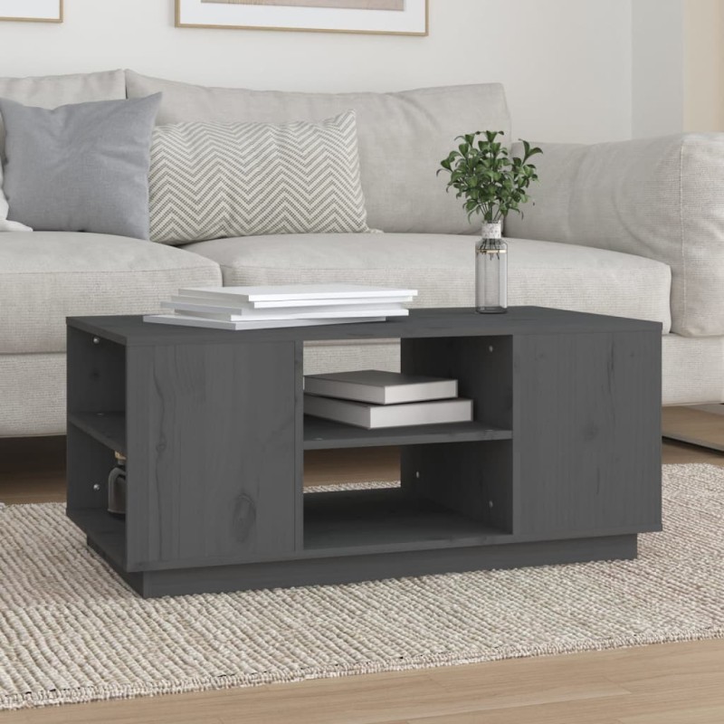 vidaXL Couchtisch Grau 90x49x40,5 cm Massivholz Kiefer vidaXL Couchtisch Grau 90x49x40,5 cm Massivholz Kiefer