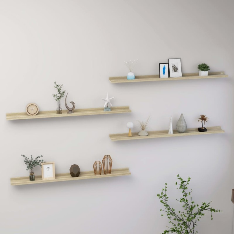 vidaXL Wandregale 4 Stk. Sonoma-Eiche 100x9x3 cm vidaXL Wandregale 4 Stk. Sonoma-Eiche 100x9x3 cm