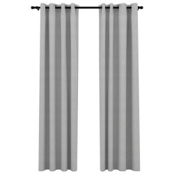 vidaXL Verdunkelungsvorhänge Ösen Leinenoptik 2 Stk. Grau 140x225 cm