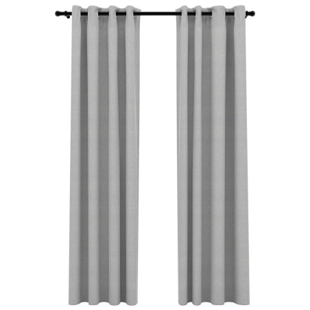 vidaXL Verdunkelungsvorhänge Ösen Leinenoptik 2 Stk. Grau 140x225 cm