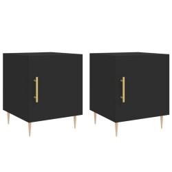 vidaXL Nachttische 2 Stk. Schwarz 40x40x50 cm Holzwerkstoff