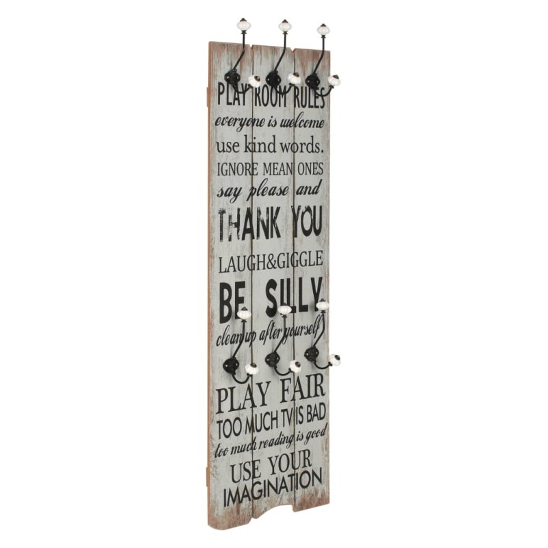 vidaXL Wandgarderobe mit 6 Haken 120 x 40 cm "THANK YOU" vidaXL Wandgarderobe mit 6 Haken 120 x 40 cm "THANK YOU"