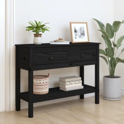 vidaXL Konsolentisch Schwarz 100x35x75 cm Massivholz Kiefer