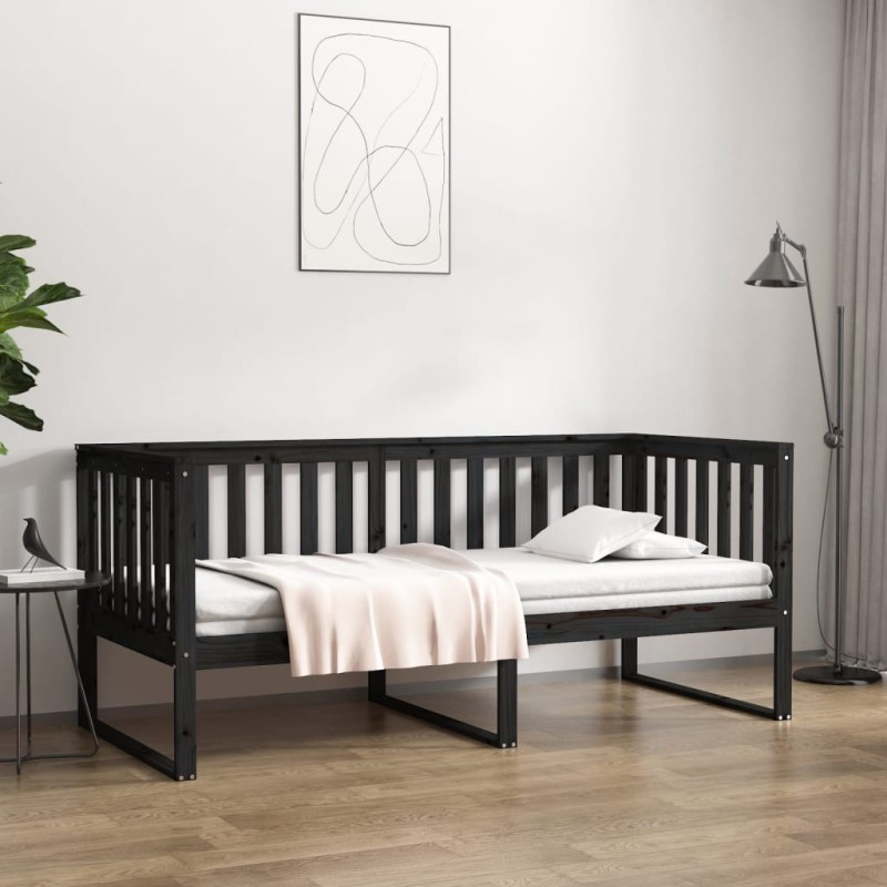 vidaXL Tagesbett Schwarz 90x190 cm Massivholz Kiefer vidaXL Tagesbett Schwarz 90x190 cm Massivholz Kiefer