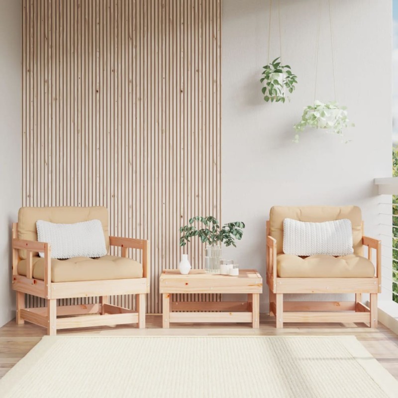 vidaXL Gartenstühle mit Kissen 2 Stk. Massivholz Kiefer vidaXL Gartenstühle mit Kissen 2 Stk. Massivholz Kiefer