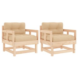 vidaXL Gartenstühle mit Kissen 2 Stk. Massivholz Kiefer