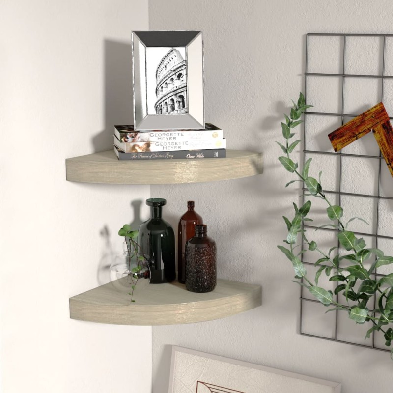 vidaXL Eck-Schweberegale 2 Stk. Eichefarben 25x25x3,8 cm MDF vidaXL Eck-Schweberegale 2 Stk. Eichefarben 25x25x3,8 cm MDF