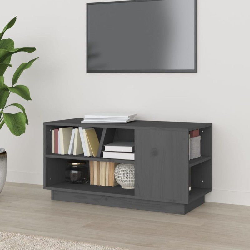 vidaXL TV-Schrank Grau 80x35x40,5 cm Massivholz Kiefer vidaXL TV-Schrank Grau 80x35x40,5 cm Massivholz Kiefer
