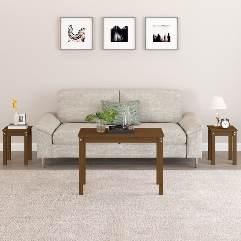 vidaXL Satztische 3 Stk. Honigbraun Massivholz Kiefer vidaXL Satztische 3 Stk. Honigbraun Massivholz Kiefer