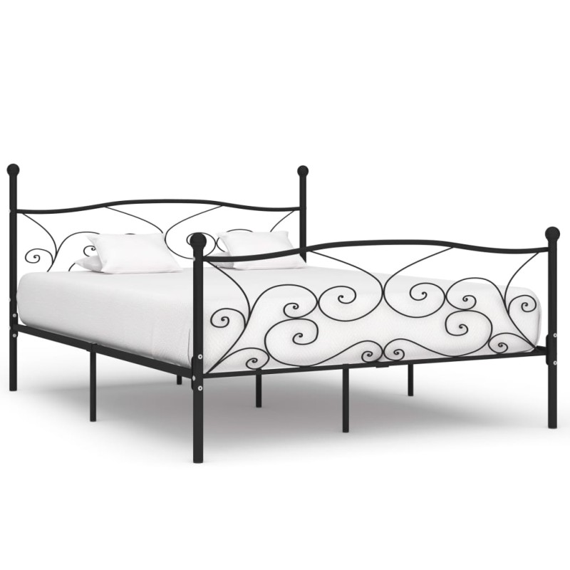vidaXL Bettgestell mit Lattenrost Schwarz Metall 200 × 200 cm vidaXL Bettgestell mit Lattenrost Schwarz Metall 200 × 200 cm