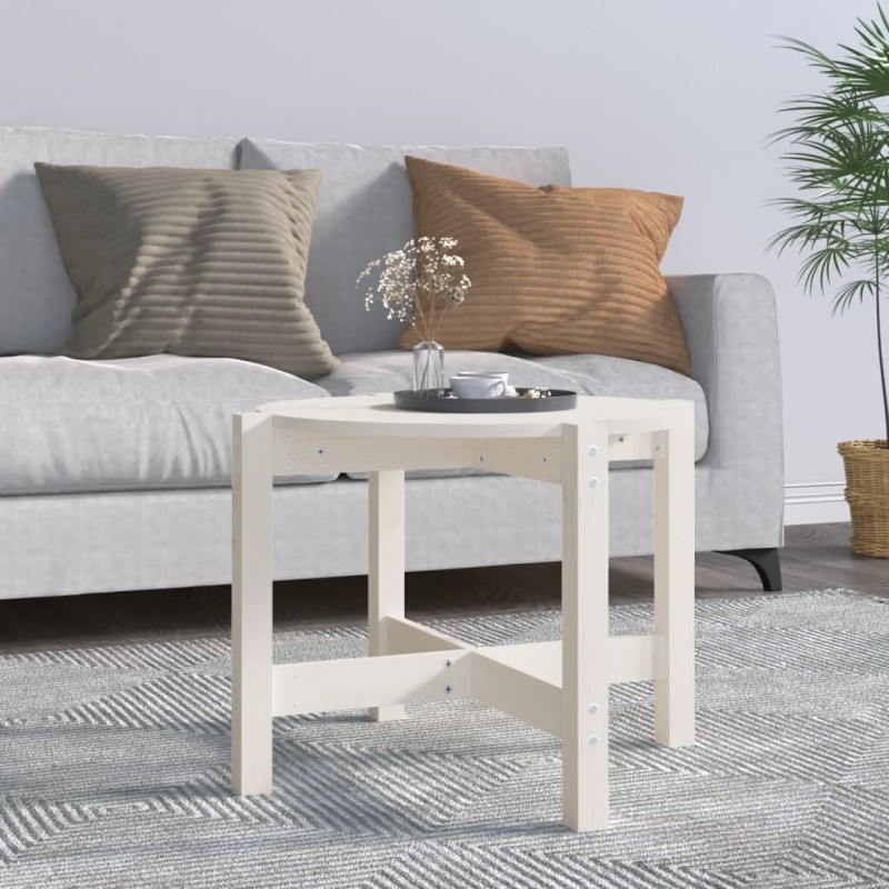 vidaXL Couchtisch Weiß Ø 62,5x45 cm Massivholz Kiefer vidaXL Couchtisch Weiß Ø 62,5x45 cm Massivholz Kiefer