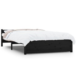 vidaXL Massivholzbett Schwarz 140x200 cm