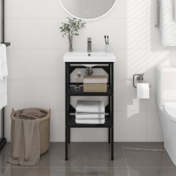vidaXL Badezimmer Waschtischgestell Schwarz 40x38x83 cm Eisen