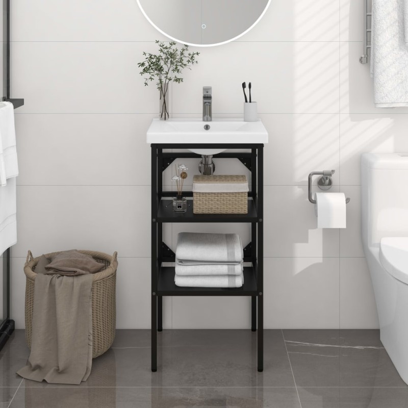 vidaXL Badezimmer Waschtischgestell Schwarz 40x38x83 cm Eisen vidaXL Badezimmer Waschtischgestell Schwarz 40x38x83 cm Eisen